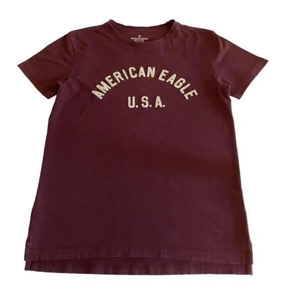 American Eagle Tee Shirt Active Flex Crew Neck Maroon Short Sleeve Size Small - Picture 7 of 10